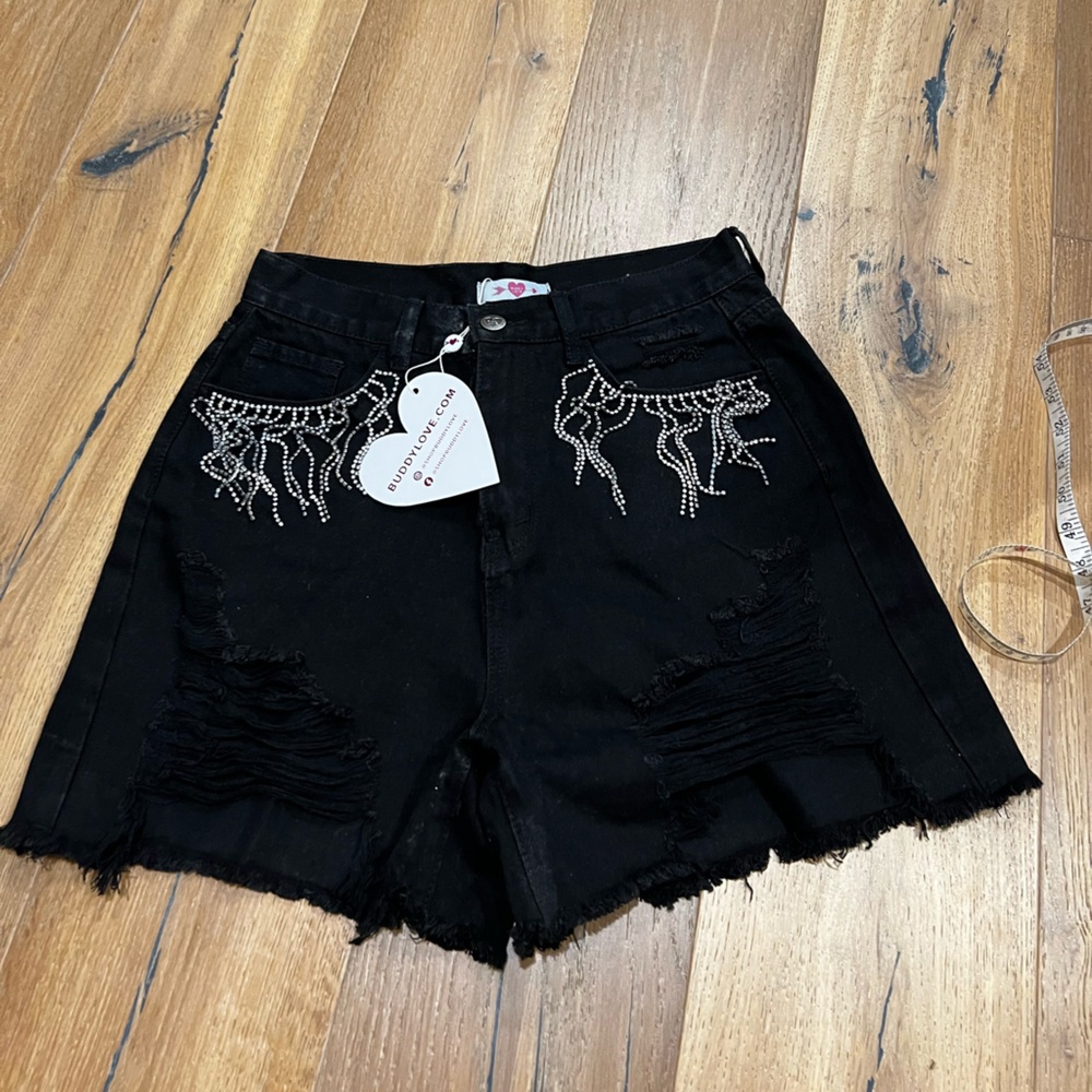 Black Bejeweled Women's Shorts